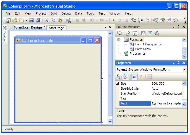 A Blank Visual Studio Form