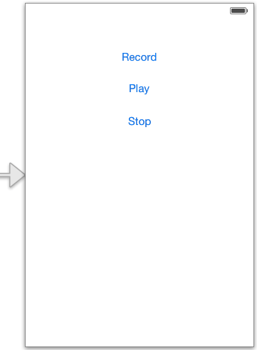 The user interface for an iOS 7 audio recording example