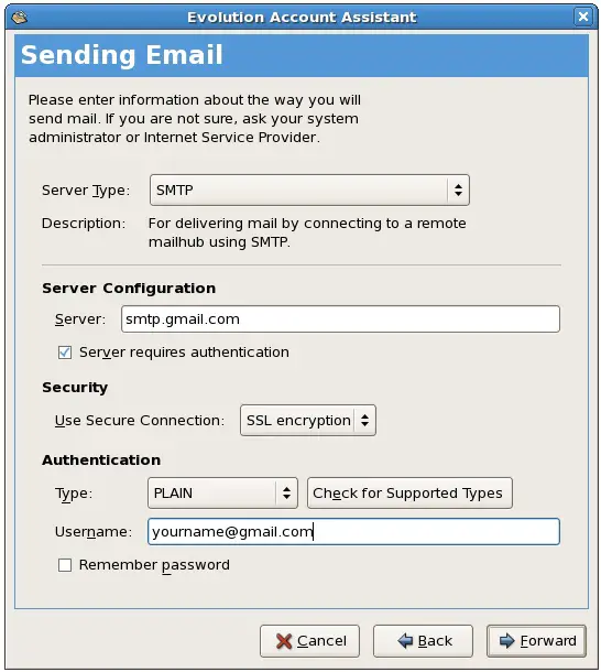 Configuring SMTP settings on a CentOS system
