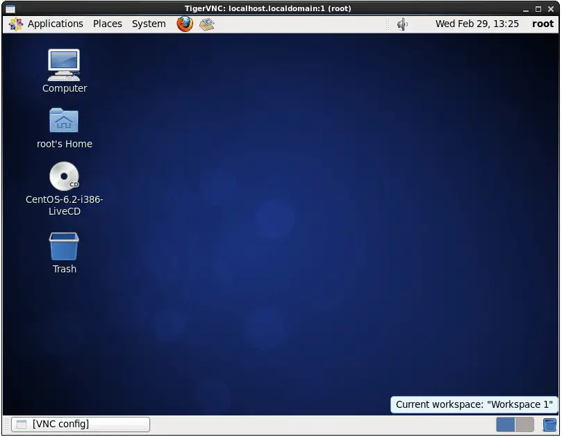 A CentOS 6 VNC remote desktop session