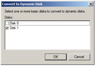 Converting a basic disk to a dynamic disk