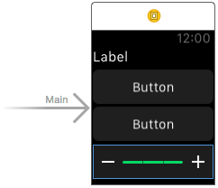 Designing the scene layout for the Watch Connectivity example WatchKit app