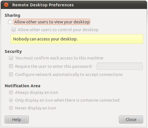 Activating Ubuntu remote desktop access
