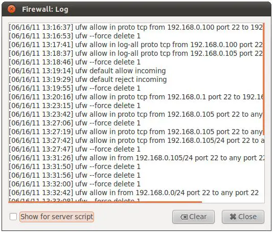 Viewing the Ubuntu 11.04 firewall log in gufw