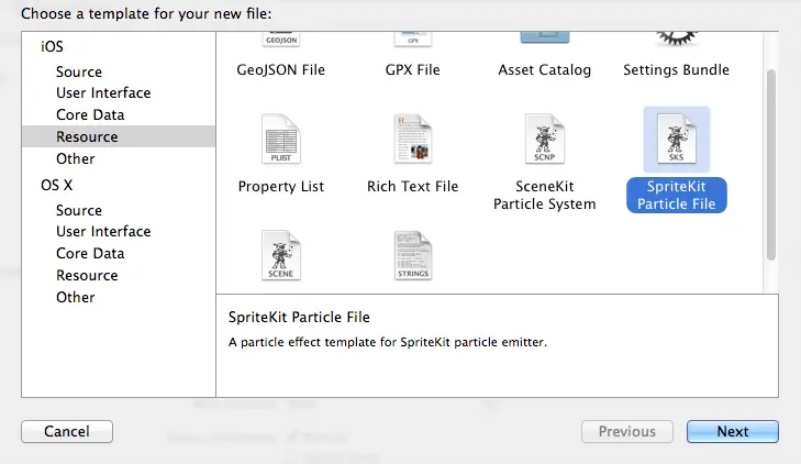 Xcode 6 new spritekit particle file.png