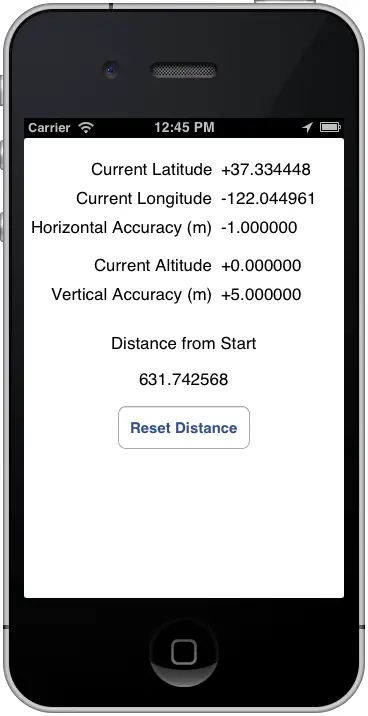 An iPhone iOS 6 location application running