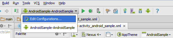 Editing the run configruation of a project in Android Studio