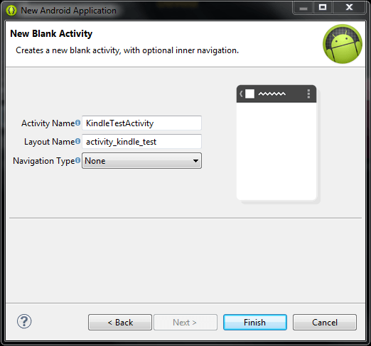 Configuring a new Android Blank Activity