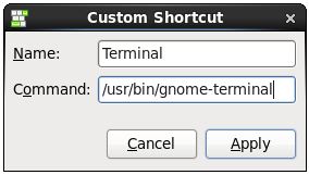 Configuring a custom keyboard shortcut