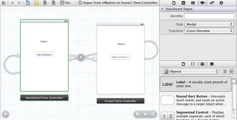 Configuring segue transitions on a storyboard