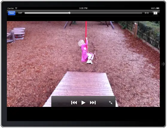 Video playback on in iPad iOS 5 app