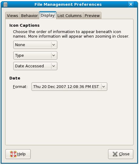 Setting icon caption options