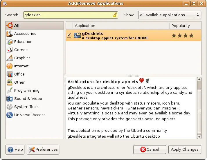 Installing gDesklets on Ubuntu
