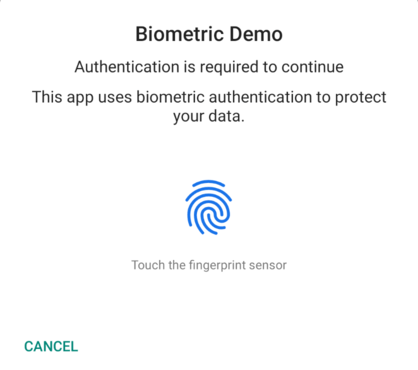 The Android BiometricPrompt dialog.