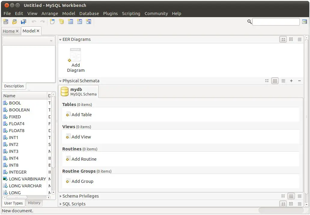 Creating a database model in MySQL Workbench