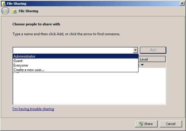 Windows Server 2008 R2 file and folder Share settings