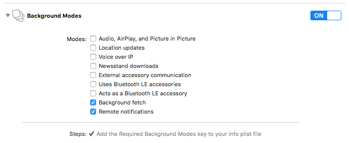 Enabling background mode within an Xcode iOS project