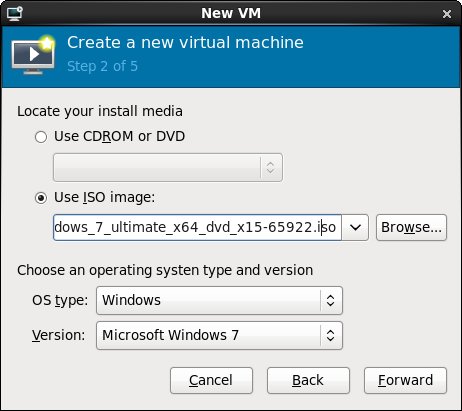 Configuring an RHEL 6 KVM guest OS type and media location