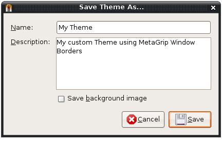 The Ubuntu Desktop Save Theme Dialog