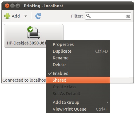 Disabling the sharing of an Ubuntu 11.04 printer