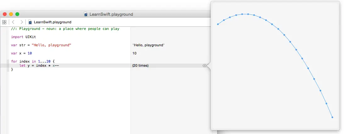 The Xcode 6.3 playground quick look panel