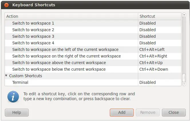 Ubuntu 10.10 custom shortcut added