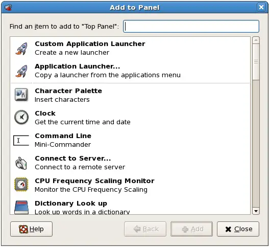 Adding items to a panel