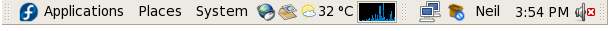 Fedora Desktop Panel with items added