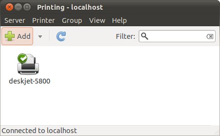 The Ubuntu printer management tool