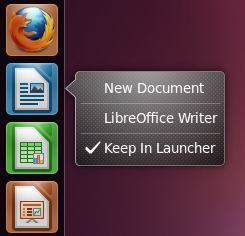 An Ubuntu 11.04 Unity application quick list menu