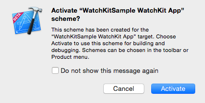 Activating the WatchKit app scheme in Xcode