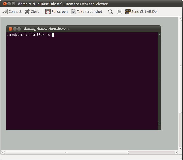 The Ubuntu remote desktop without desktop environment running