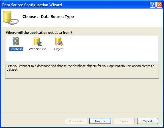 Visual Studio Select Data Source