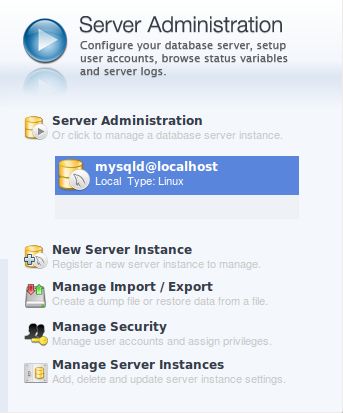 MySQL Workbench server instance profile configured