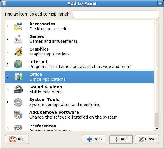 Adding an application to a Fedora desktop panel