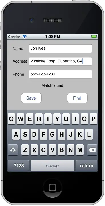 An example iOS 5 iPhone SQLite application running
