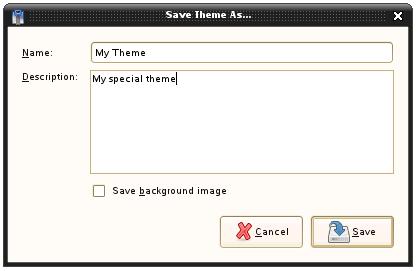 The openSUSE Desktop Save Theme Dialog