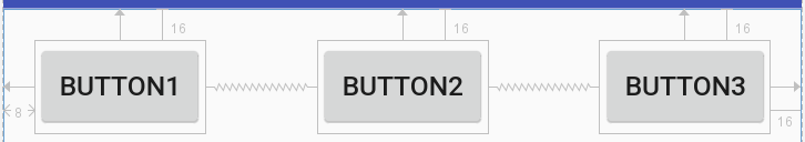 Three unchained buttons in the Android Studio layout editor
