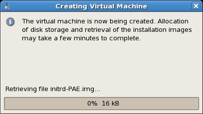 An RHEL 5 Xen guest being created by virt-manager