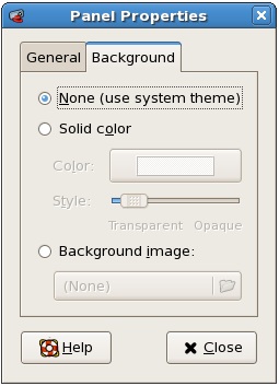Configuring the background of a desktop panel