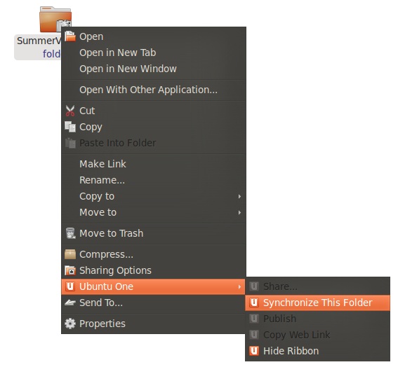 Ubuntu One menu