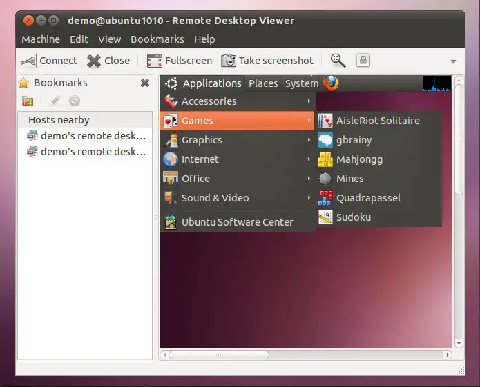 An Ubuntu Vinagre session