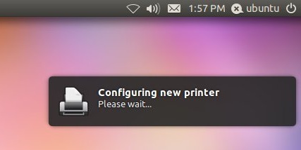 A printer automatically detected on the Ubuntu 11.04 Unity Desktop
