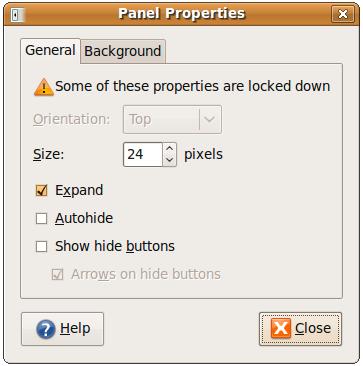 Configuring Ubuntu desktop panel properties