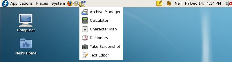 Accessory Menu added as a Icon to the Fedora Panel