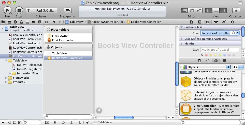 Changing the class to BooksVieController