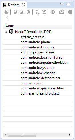 The processes running on a connected Android device