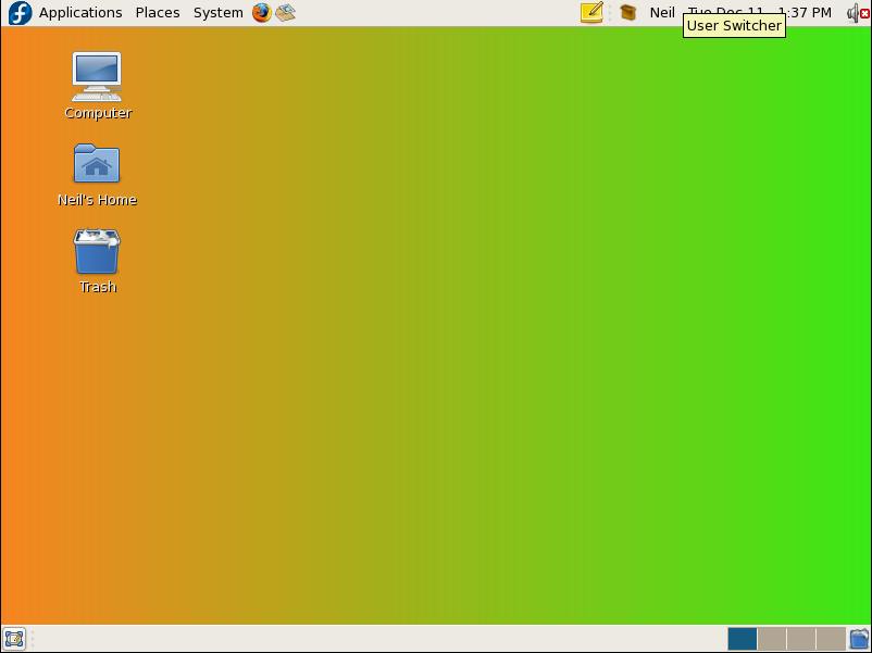 Fedora Desktop with Gradient background Image