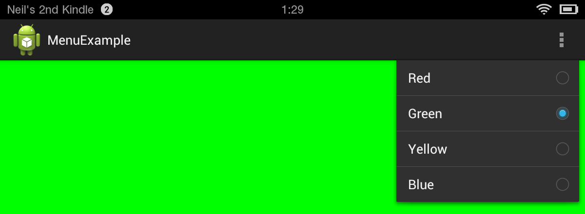 An Android Overflow menu
