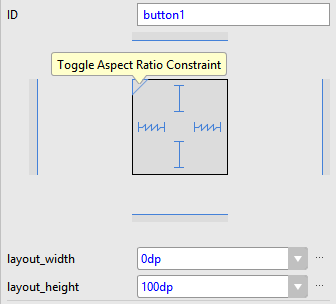 Toggling the Aspect Ratio Constraint setting in Android Studio